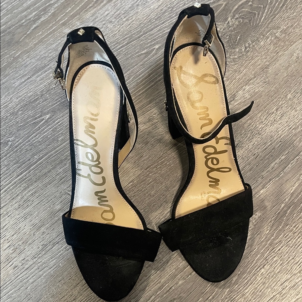 Sam Edelman Black Heeled Sandals with embellishment on heels